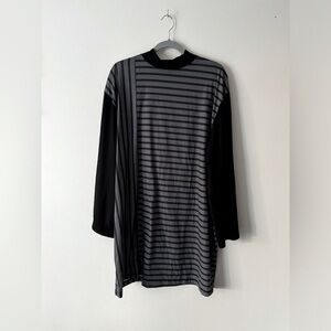 Disturbia Black and Gray Striped Long Sleeve Dress